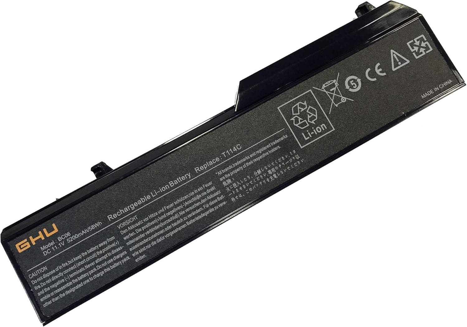 GHU New Battery 58 WH Replacement for Dell Vostro 1320 1310 1510 1520 2510 PP36s PP36l Series, Fits P/n K738h T112c T114c T116c U661h N958 312-0725 312-0922 N956C 5200 mAh 11.1V 6 Cell