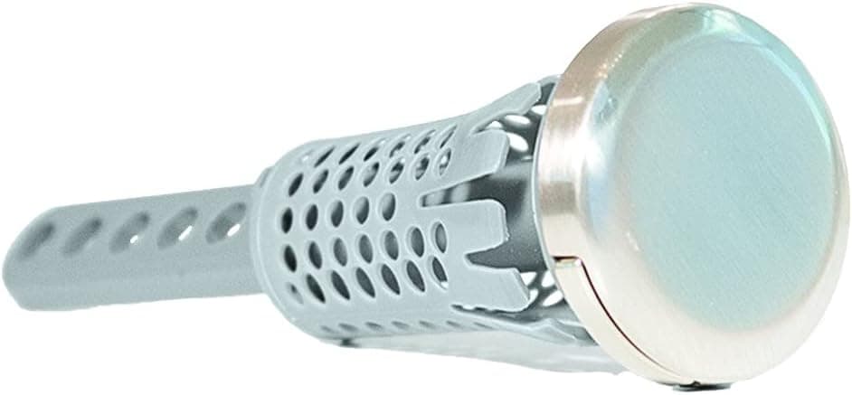 Drain Strain Deluxe Sink Hair Catcher – Clog Prevention Pop-Up Stopper with Hair Catcher Basket, Brushed Nickel Metal Cap, Fits Most 1.25" - 1.5" Bathroom Sink