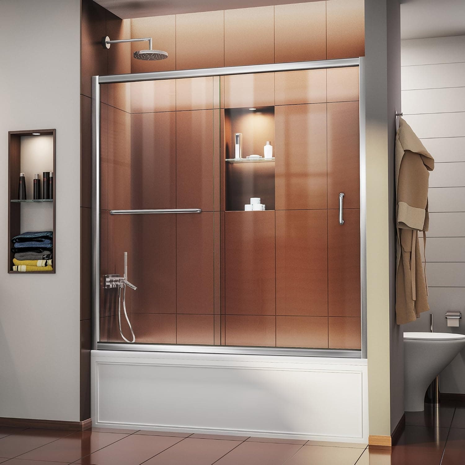 DreamLine Infinity-Z 56-60 in. W x 58 in. H Semi-Frameless Sliding Tub Door, Clear Glass in Chrome, SHDR-0960580-01