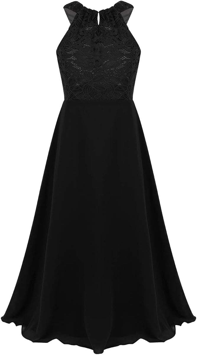iEFiEL Kids Flower Girl Wedding Bridesmaid Halter/Shoulder Straps Chiffon Dress Junior Prom Pageant Party Ball Gown