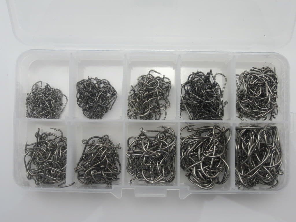 ZXUY 500 Pcs 10 Different Sizes Fishing Fish Hooks Fish Tackles Tool with Box Kit