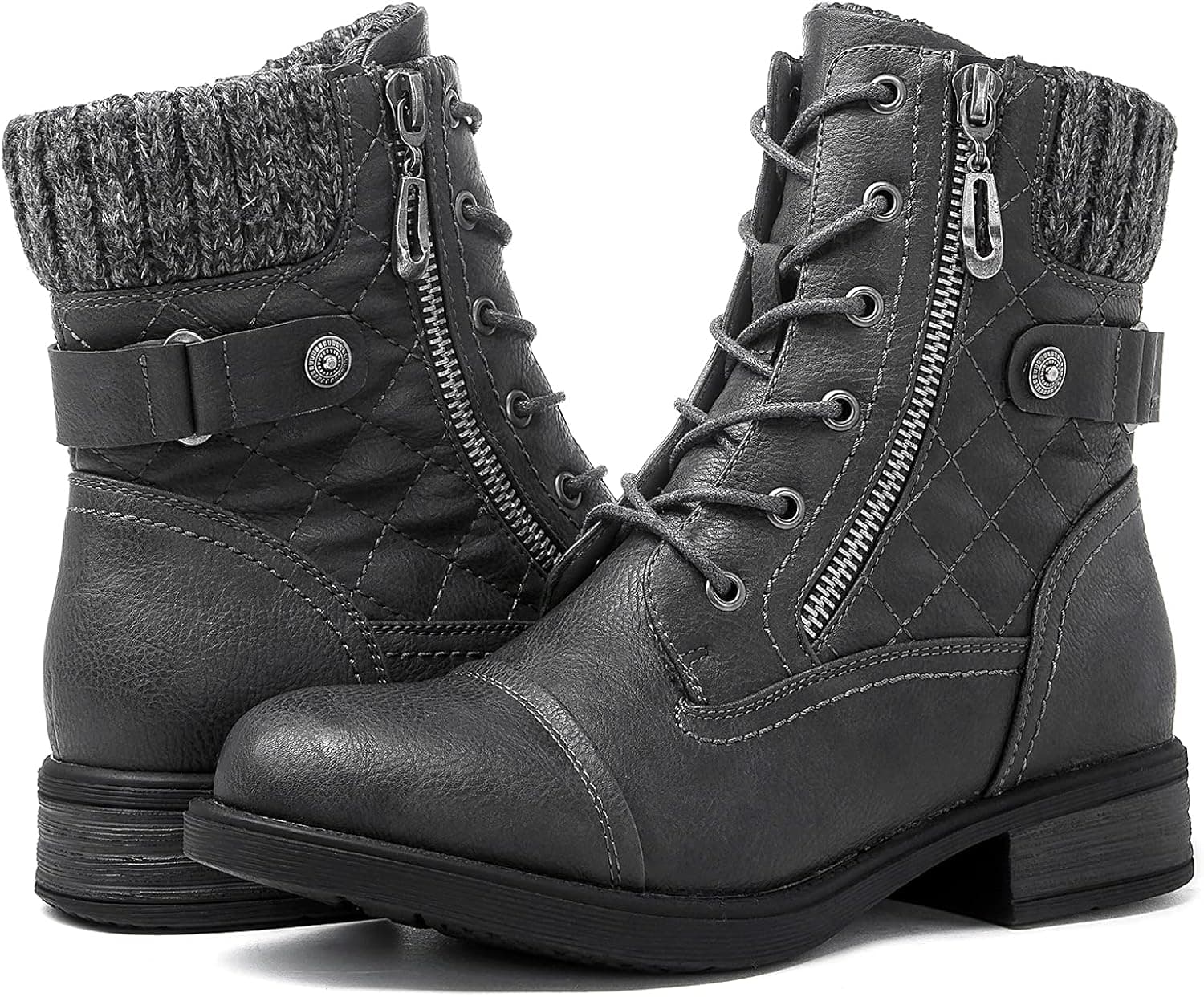GLOBALWIN Women's Ankle Booties Fashion Combat Boots