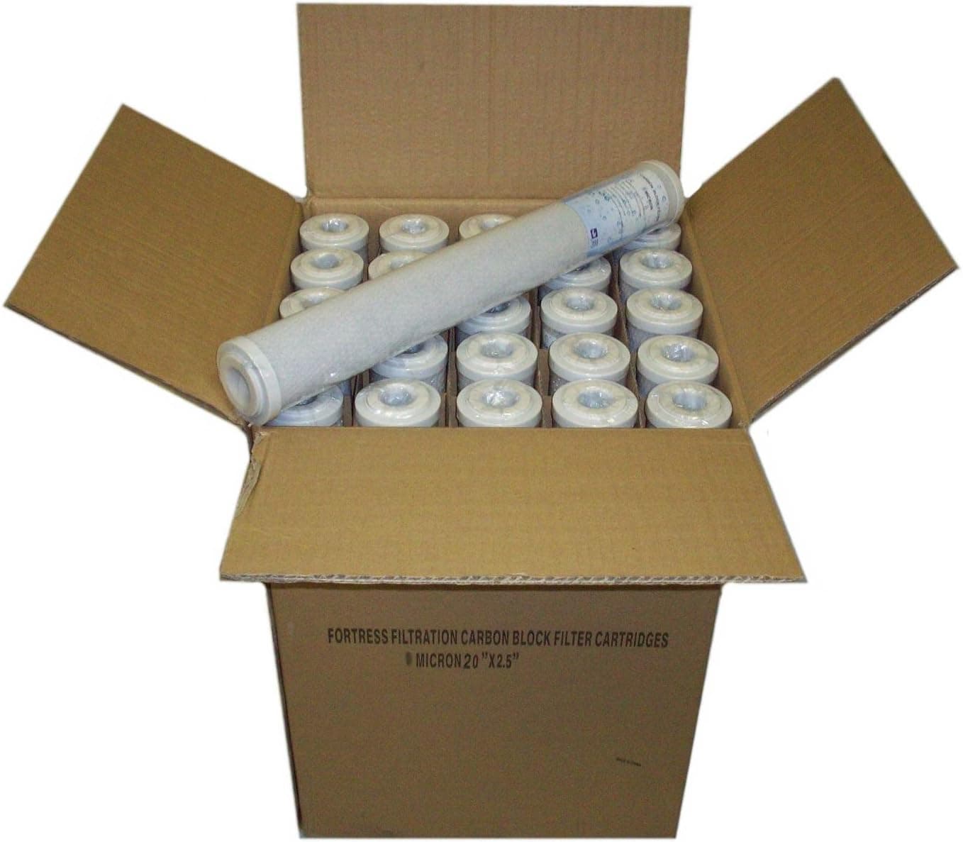 Fortress Filtration Qty(15) Carbon 5 Micron 20" x 2.5" Coconut Water Filters RO/Cartridges/Case/Block/GAC Bulk Pack Case/Wholesale Pricing