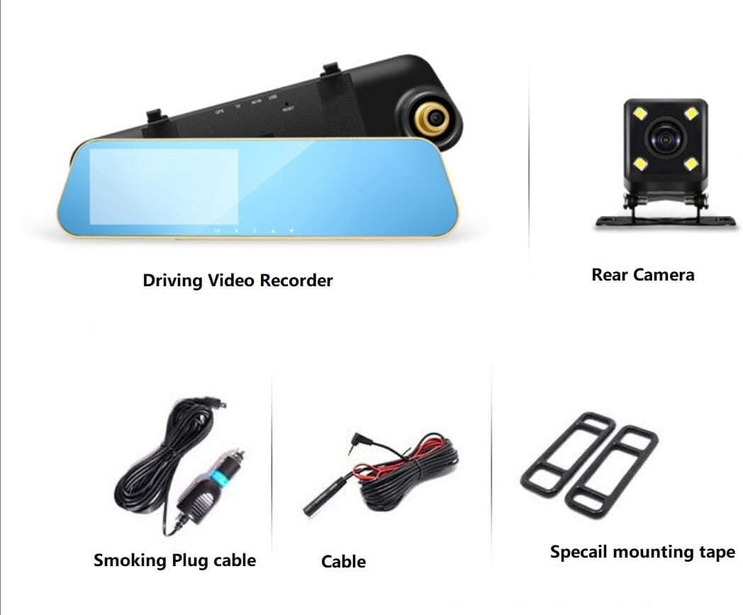 4.3 inches Universal HD Dual Cameras DVR for car Rear View with Easy mounting