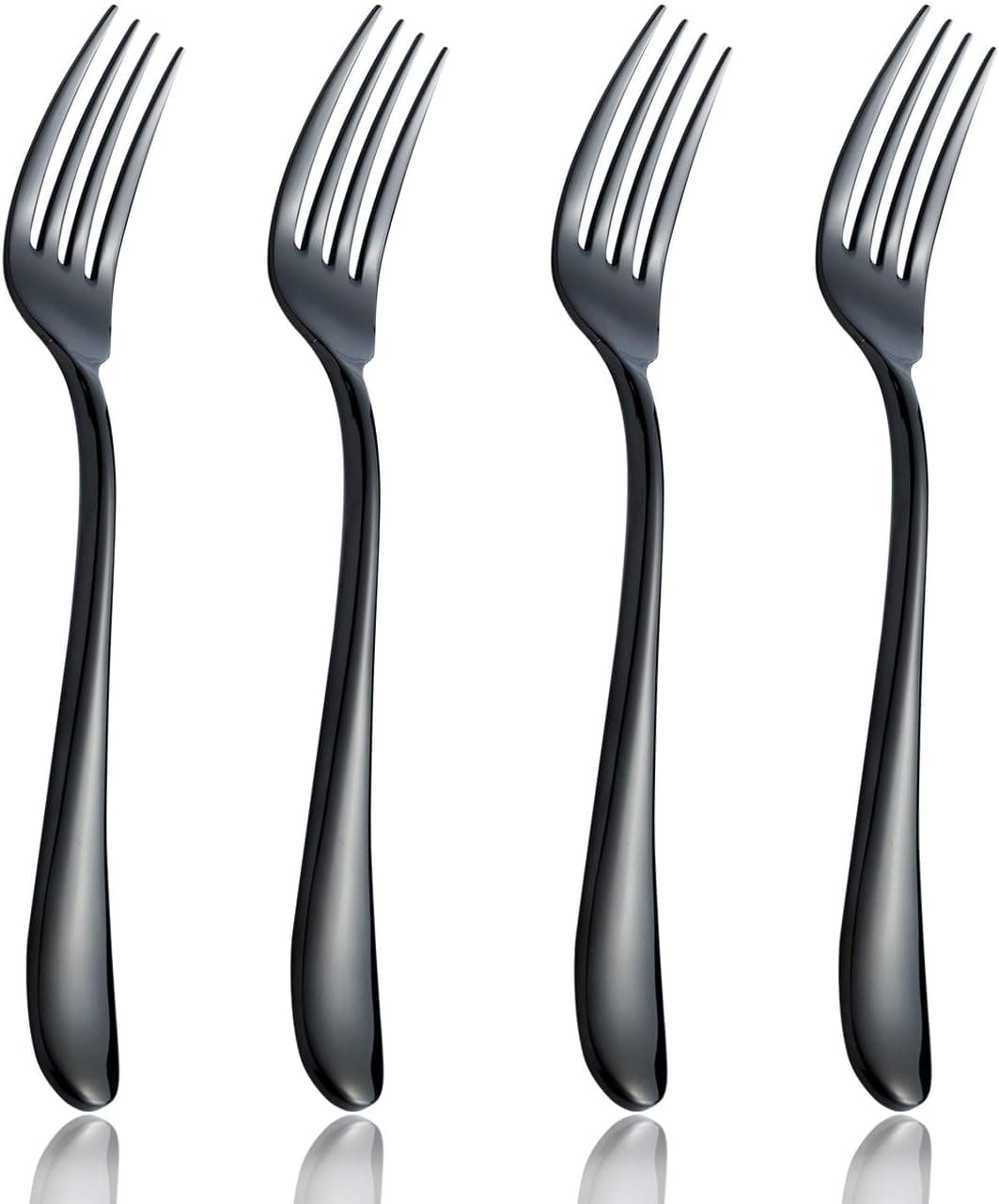 Onlycooker Dinner Forks Set 4 Piece, Black Flatware Bulk 18/10 Stainless Steel Heavy Duty Silverware Fork, 8-Inch Eating Utensils Sets Table Fork Service for 4 Mirror Finished, Dishwasher Safe