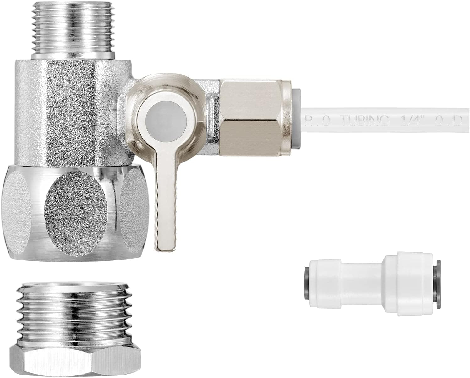 HAOCHEN Feed Water Adapter - Water Line Splitter 3/8"x3/8"x1/4" or G 1/2"xG 1/2"x1/4", Brass Water Supply Valve with 1/4" Push in Quick Connect fitting for RO Filter，Refrigerator,Ice Maker