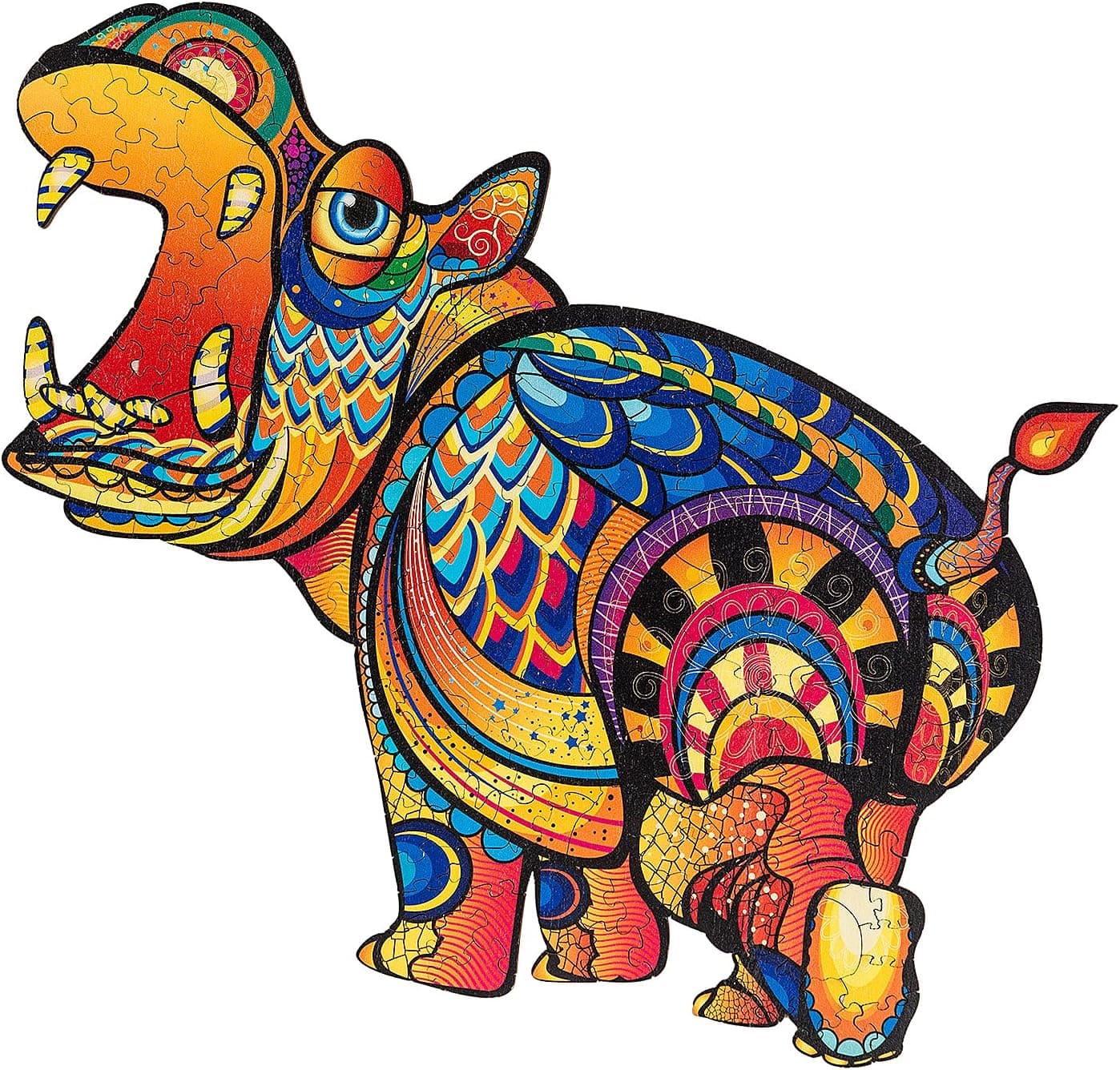 DABKPP Original Wooden Jigsaw Puzzles - Hippo, 200pcs, Medium 10.4" x11.8",Beautiful Gift Package - Unique Shape Jigsaw Pieces - Best Gift for Adults and Kids