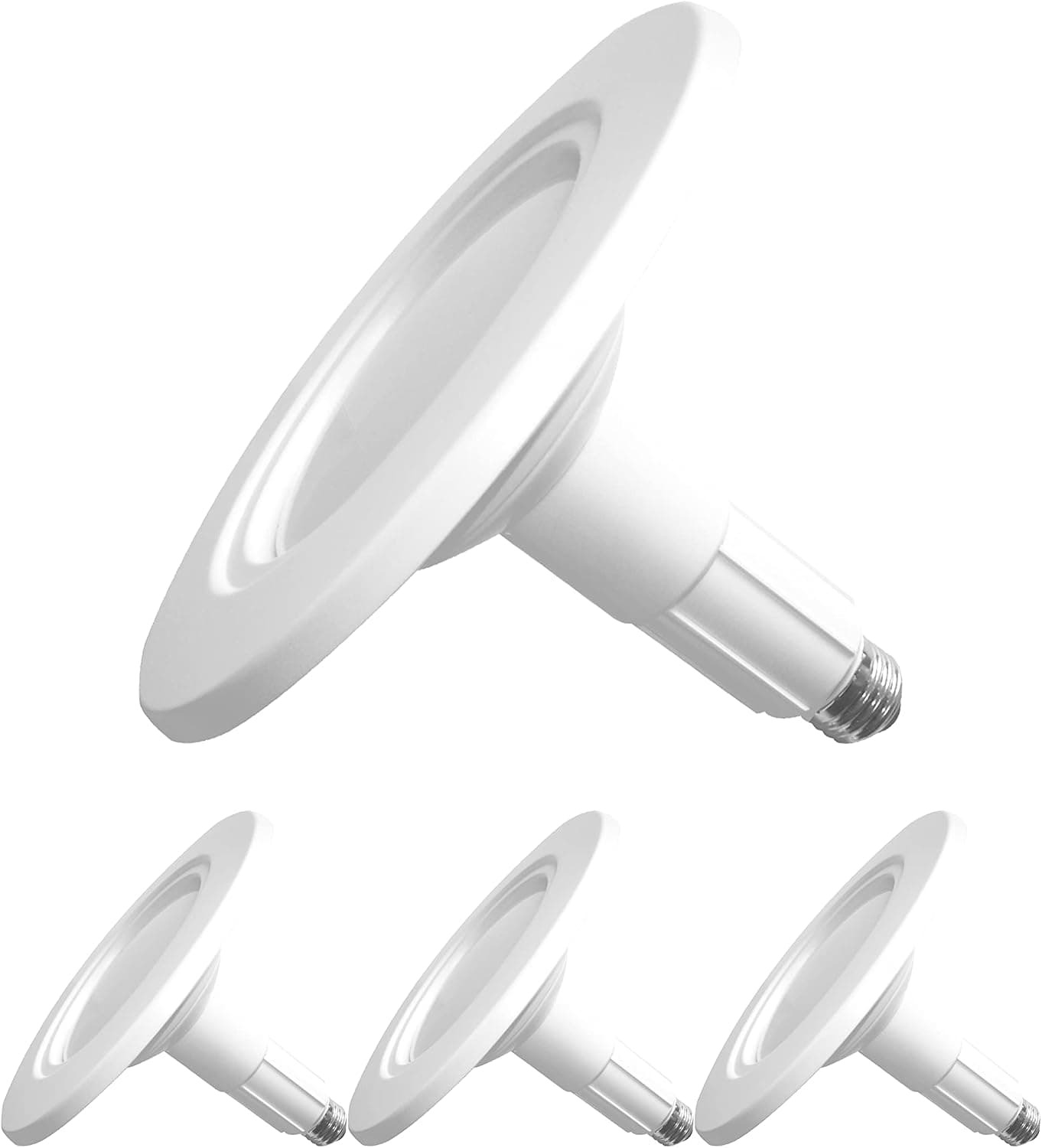 Jolux 5/6 Inch LED Can Lights Adjustable Recessed Retrofit Downlight, ETL Damp Rated Replacement Conversion Kit, 12W=60W, 2700K Soft White, 800LM, Dimmable, Flat Trim, E26,Easy Installation,4-Pack