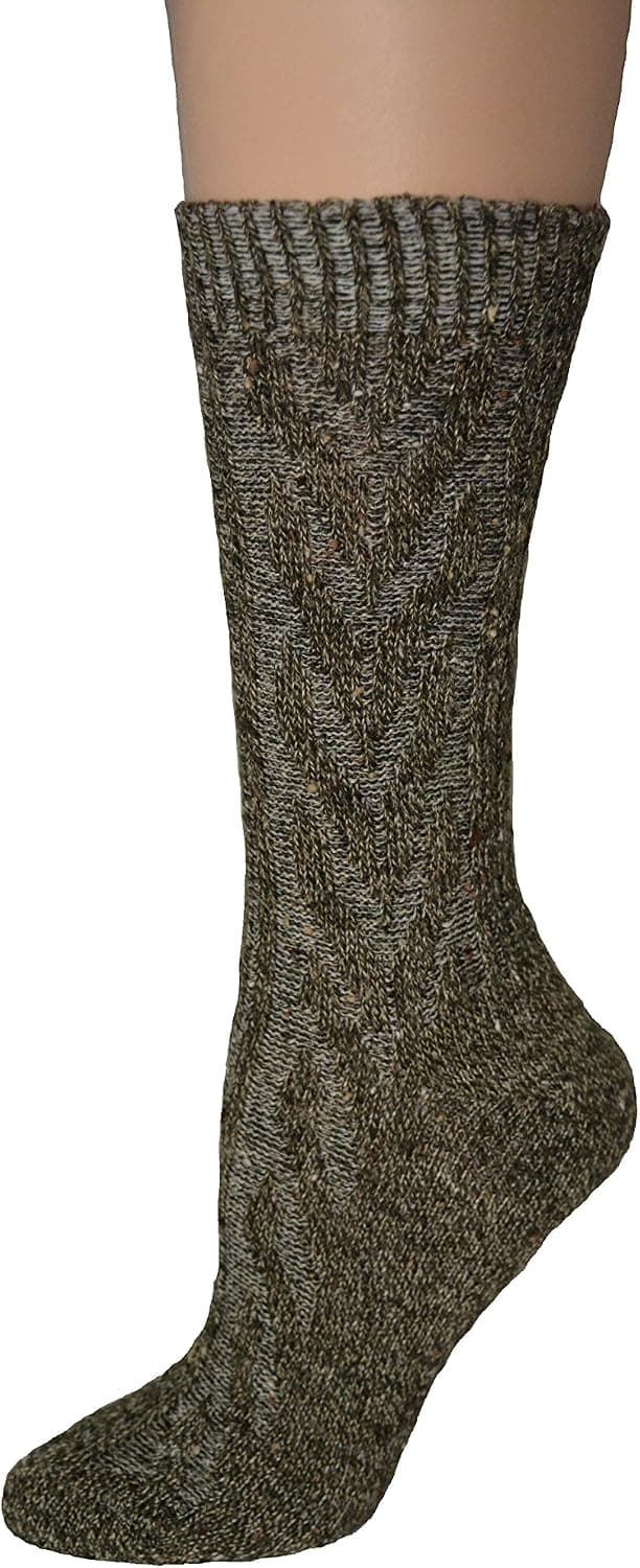 Women's Soft Marled Acrylic/Cotton Casual Crew Sock - Made in USA