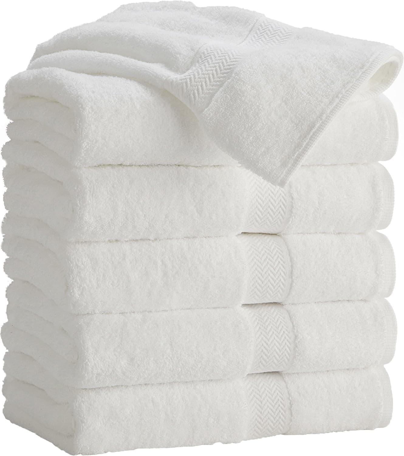 HomeLabels 100% Cotton 6 Pack White Bath Towels 22x44 for Hotel Spa Gym Pool Yoga - Lightweight Soft Absorbent Quick Drying - Multipurpose Pool Gym Bath Towel Set