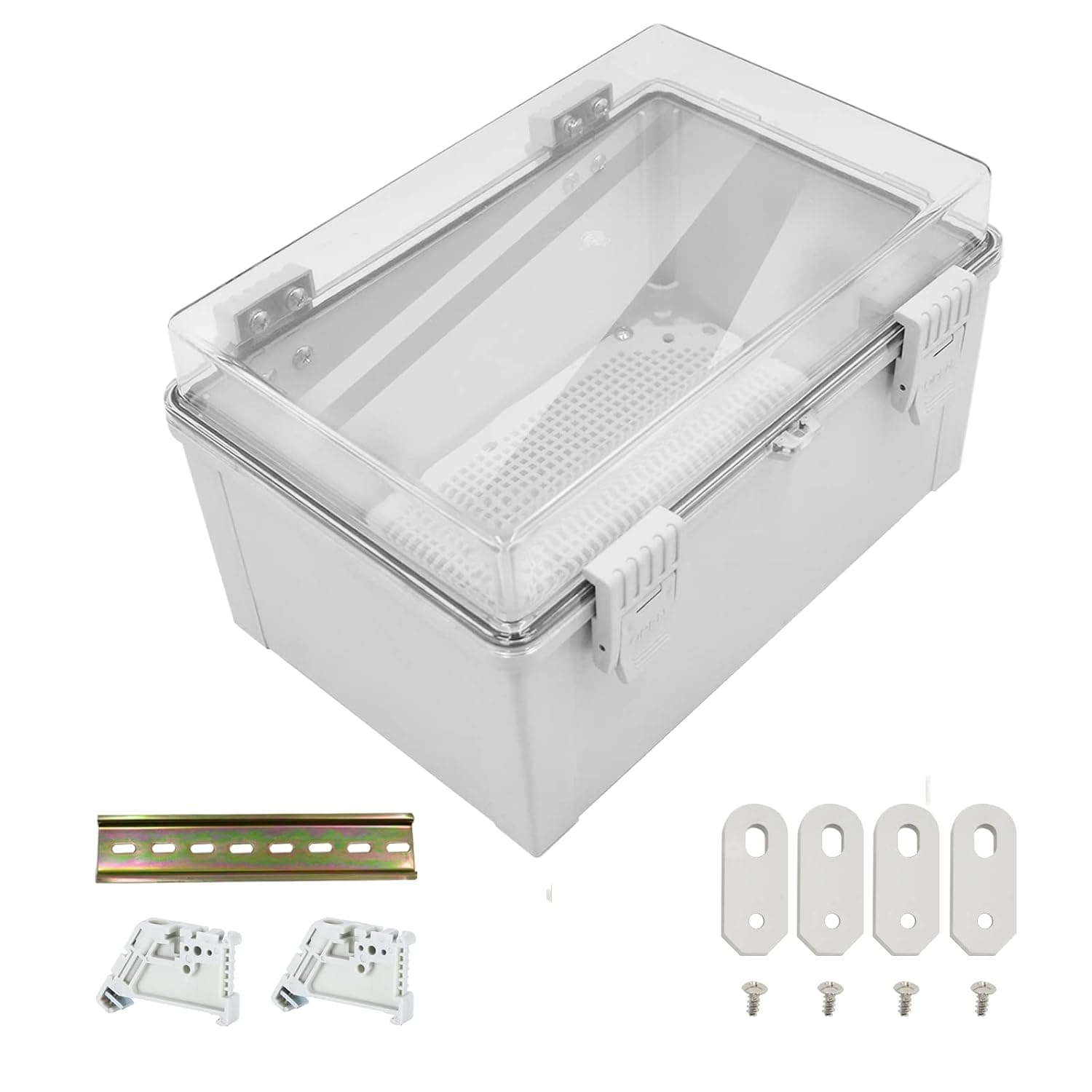 GERSIK Electrical Junction Box,IP67 Waterproof Project Boxes for Electronics,Plastic Outdoor Electrical Enclosures with Mounting Plate and Wall Bracket (11.8"x7.9"x6.7" Clear)