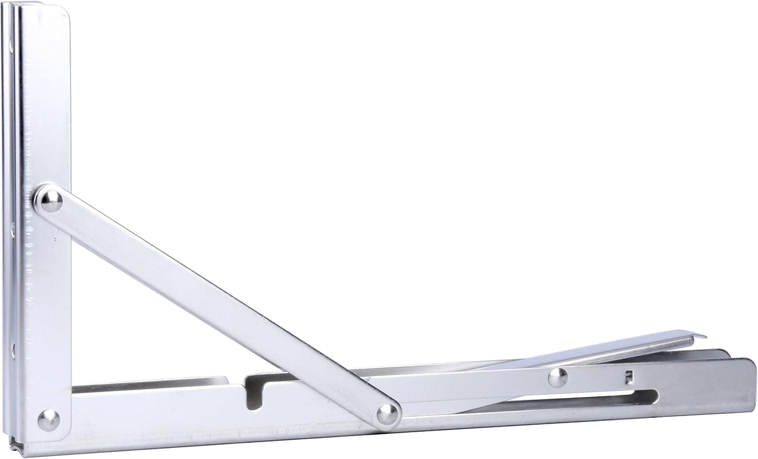 Amarine Made Long Release Arm Polished Stainless Steel Folding Shelf Bench Table Folding Shelf or Bracket, Max Load: 330lb - Long Release Arm (1-Pack)