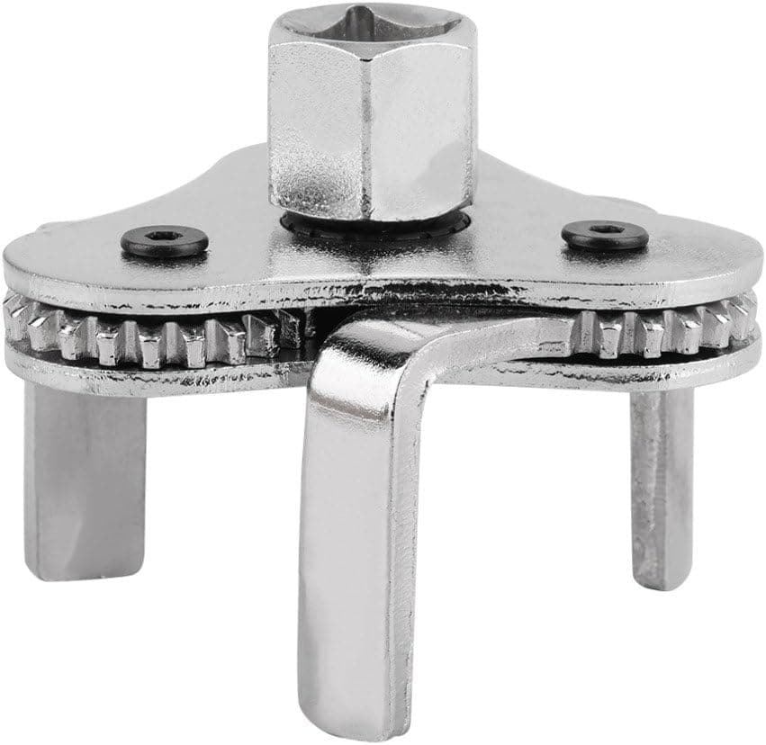 Universal Adjustable 3 Jaw Oil Filter Wrench tool best for removing motorcycles cars trucks and heavy duty oil filters fits diameter from 54 - 108 mm Fits 1/2" And 3/8" Drive