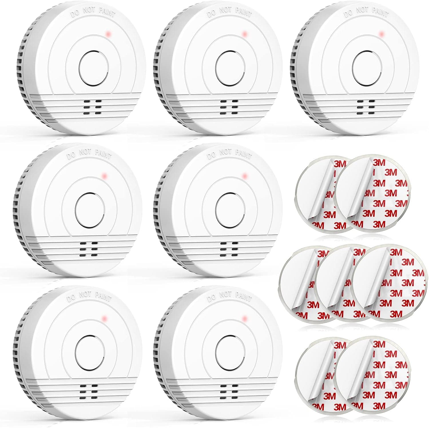 Jemay 7 Pack Smoke Detector, Fire Alarm Battery Powered, Smoke Alarm with Enhanced Photoelectric Sensor, Smoke Detectors with LED Indicator & Silence Button, Fire Detector Include Magnets and Screws