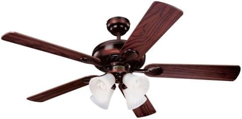 Westinghouse Lighting 78568 Swirl Four-Light 52-Inch Five Blade Ceiling Fan, Rustic Bronze with Frosted Swirl Shades