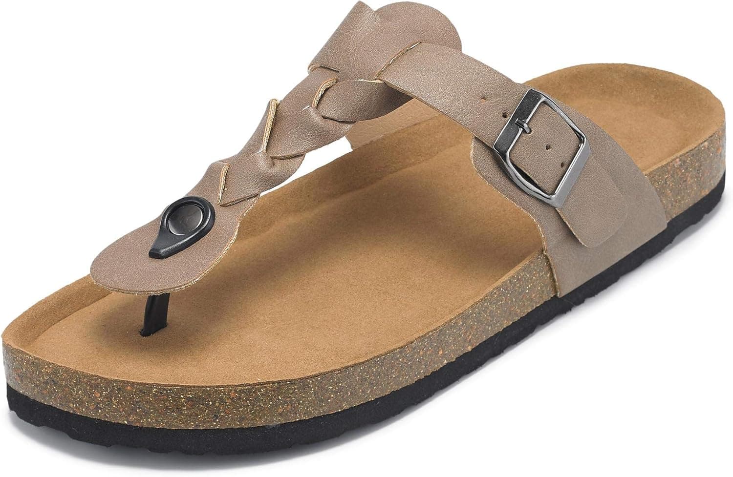 Womens Flip Flops T-Strap Flat Sandals Wide Woven Comfort Cute Light Buckle Summer Shoes