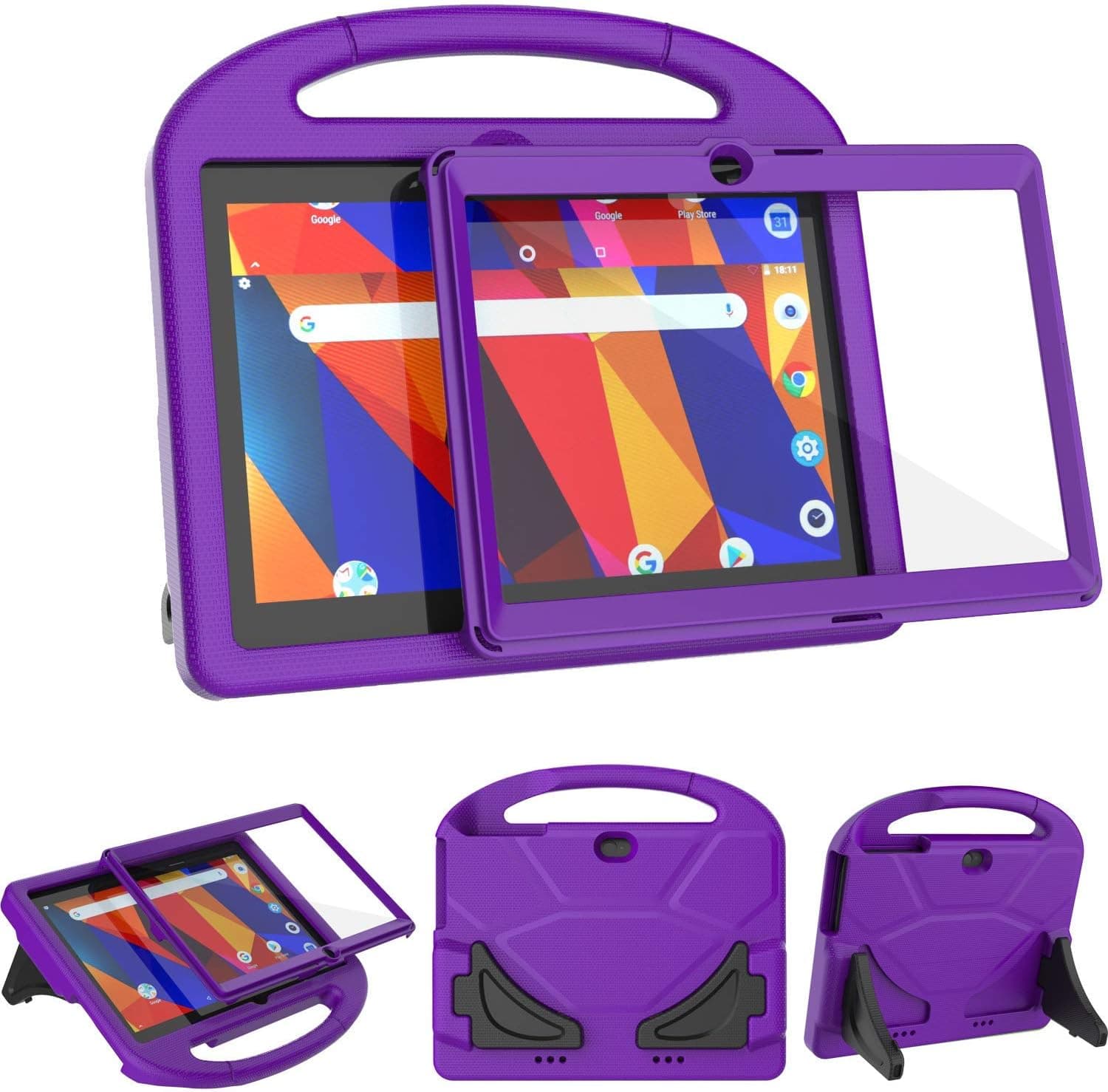 TeeFity Kids Case for Dragon Touch K10/Notepad K10 Tablet, Shock Proof Dragon Touch K10/Notepad K10 Case with Built in Screen Protector for Dragon Touch K10/Notepad K10 10.1 inch Tablet, Purple