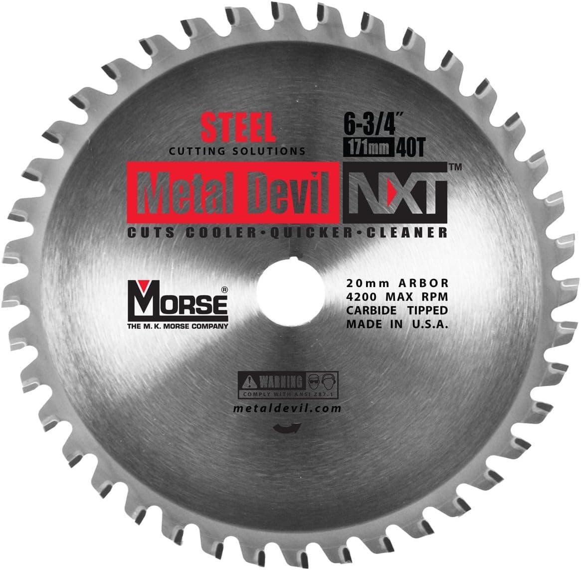 MK Morse CSM67540NSC Metal Devil NXT Circular Saw Blade, 6-3/4-Inch Diameter, 40 Teeth, 20mm Arbor, for Cutting Steel,, multi