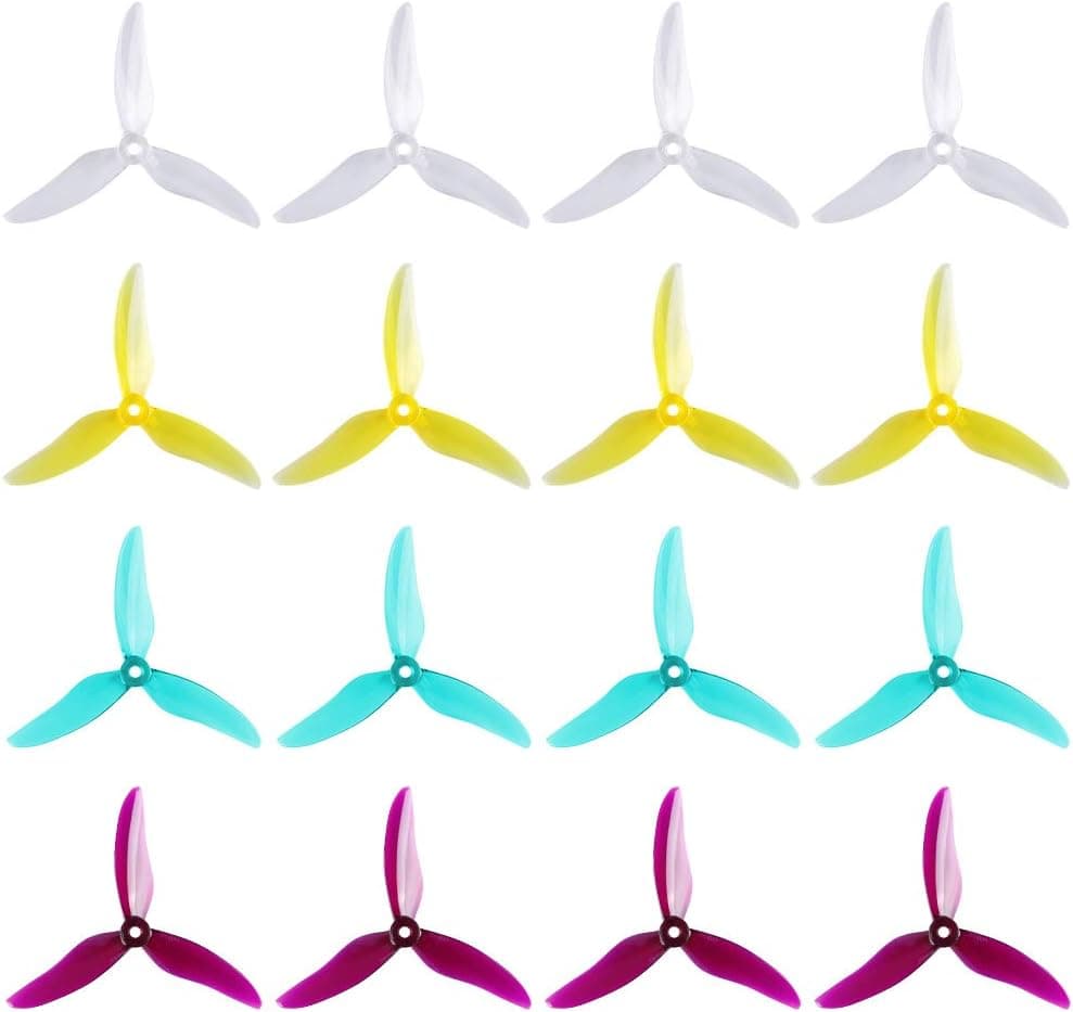 OLSAinny Sudopo GEMFAN Hurricane 51499 5 inch Propellers 3-Blades Props CW CCW 210 220 250 FPV Racing Drone Quadcopter Frame Kit (Clear Blue+Clear Purple+Clear Yellow+Clear)