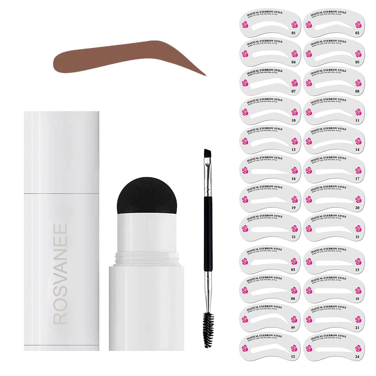 Eyebrow Stamp Stencil Kit, One Step Eyebrow Stamp and Shaping Kit, Perfect Eyebrow Long Lasting Waterproof Eyebrow Pomade with Reusable Stencils, Auburn