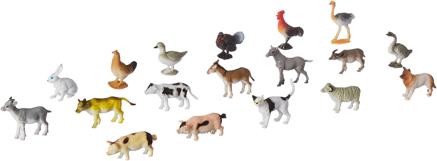 Click N' Play Mini Farm Animal Toys- 60 Piece Realistic Plastic Farm Animals for Toddlers, Ranch/Barnyard Animal Toy Figures, Includes Sheep, Horse, Goat, Duck, Chicken, Cow, Pig, and More!