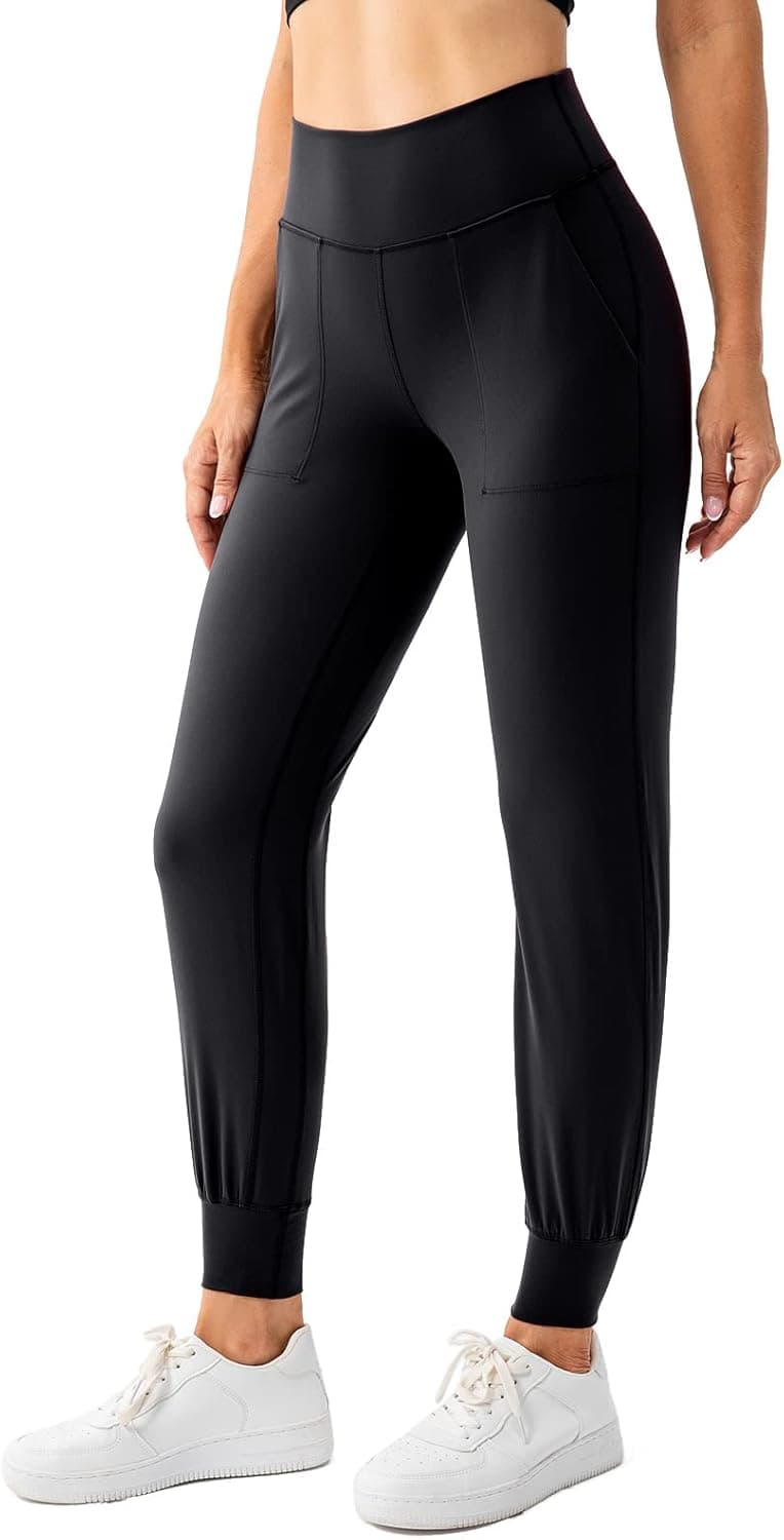 Ukaste Women's Stretch High-Rise Workout Joggers Pants - Travel Lounge Running Tapered Sweatpants