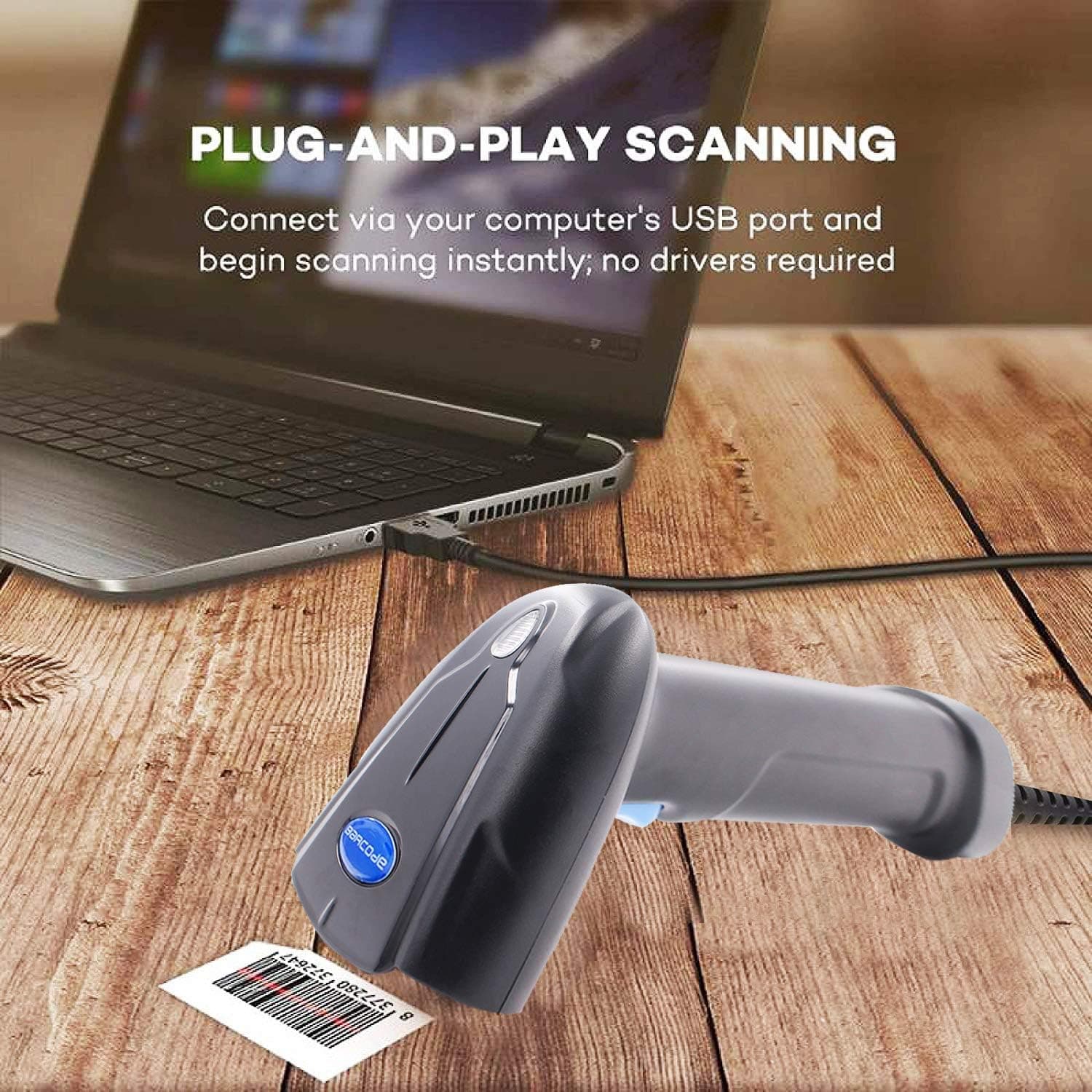 Hezbjiti Barcode Scanner Handheld Automatic Imaging USB Wired 1D 2D bar Codes Imager with USB Cable for Mobile Payment Computer Screen Scan Support Mac OS (Barcode)