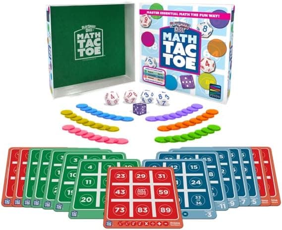 Semper Smart Games PlaySmart Dice Math-Tac-Toe: Master Essential STEM Mental Math with a Fun New Twist on a Timeless Classic! Multiple Skill-leveled Math Made Fun for 8 and up!