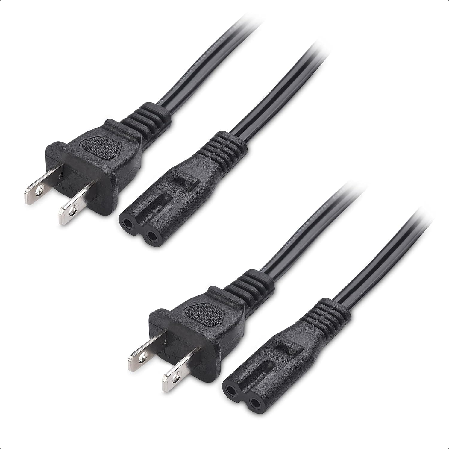 Cable Matters 2 Pack 2 Prong TV Power Cord 3 ft, AC Power Cord Compatible with Samsung LG Sony Insignia TCL Sharp Toshiba Hisense TV PS4 PS5, Non Polarized (NEMA 1-15P to IEC C7) - 3 Feet