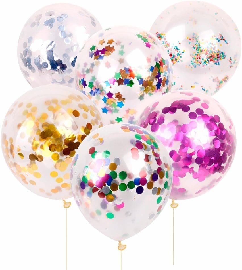 Kangkang 10pcs 12inch Gold Confetti Balloon Giant Clear Birthday Balloons Baby Shower Decoration Birthday Balloon Party Supplies (Red Foil Confetti)