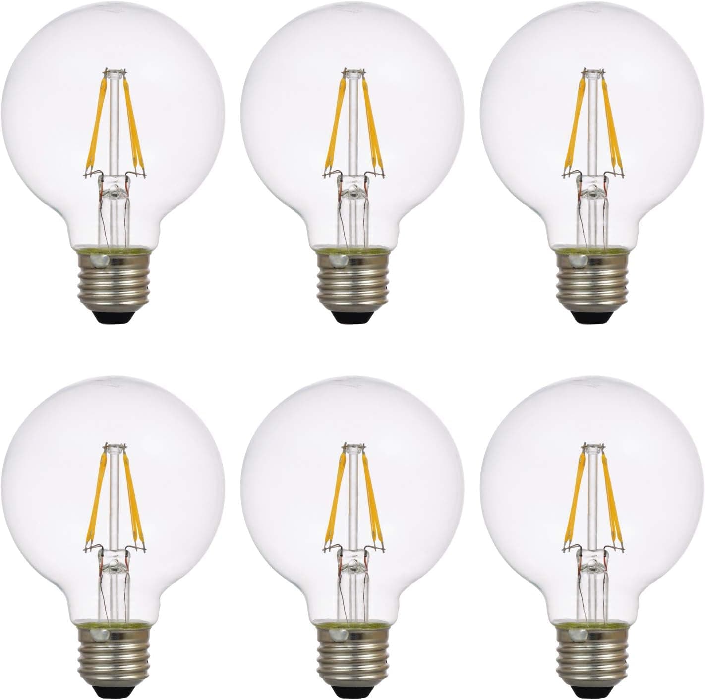 SYLVANIA LED TruWave Natural Series Globe Light Bulb, 40W Soft White Medium Base, Dimmable, Clear - 6 Pack