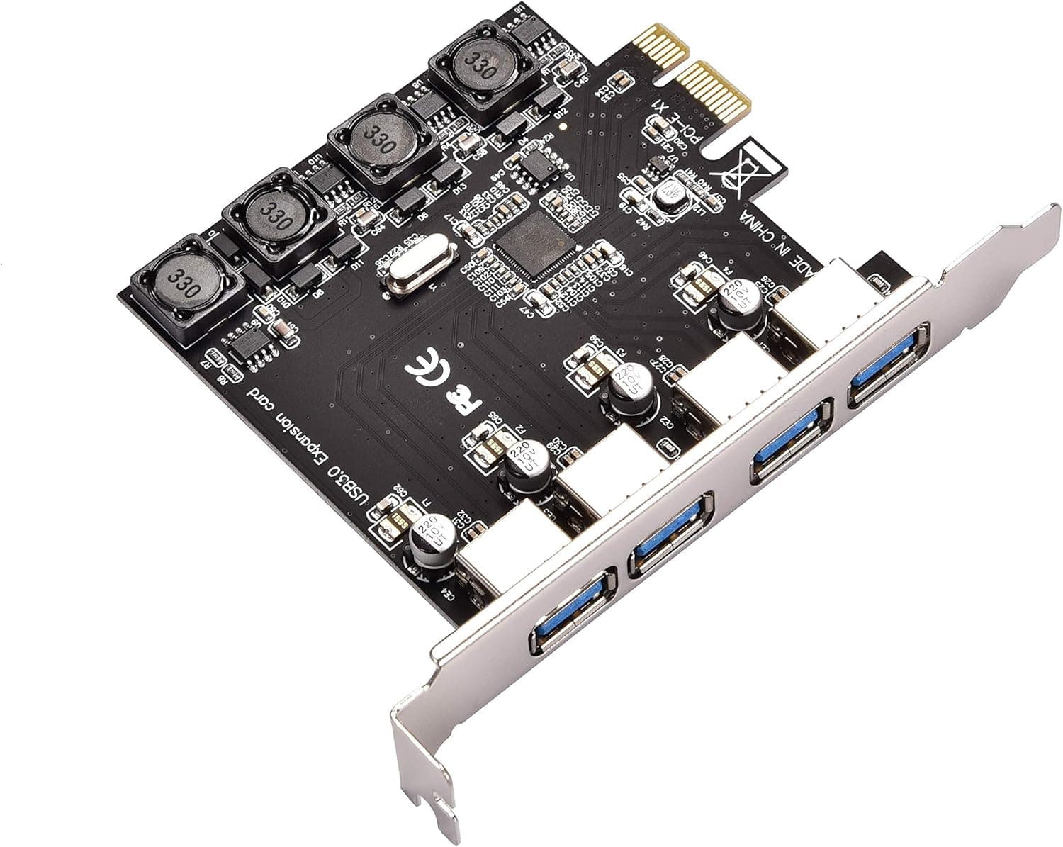 PCI-E to USB 3.0 Expansion Card, 4 USB 3.0 Ports with 5Gbps Speed Build in Self-Powered Technology, Support Windows 10, Windows 7, Windows Server or Other Windows System