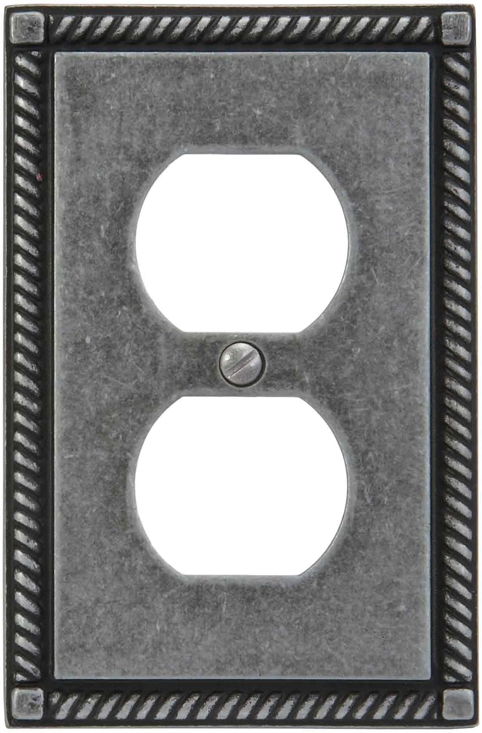 AmerTac Georgian Single Duplex Outlet Wallplate in Antique Pewter