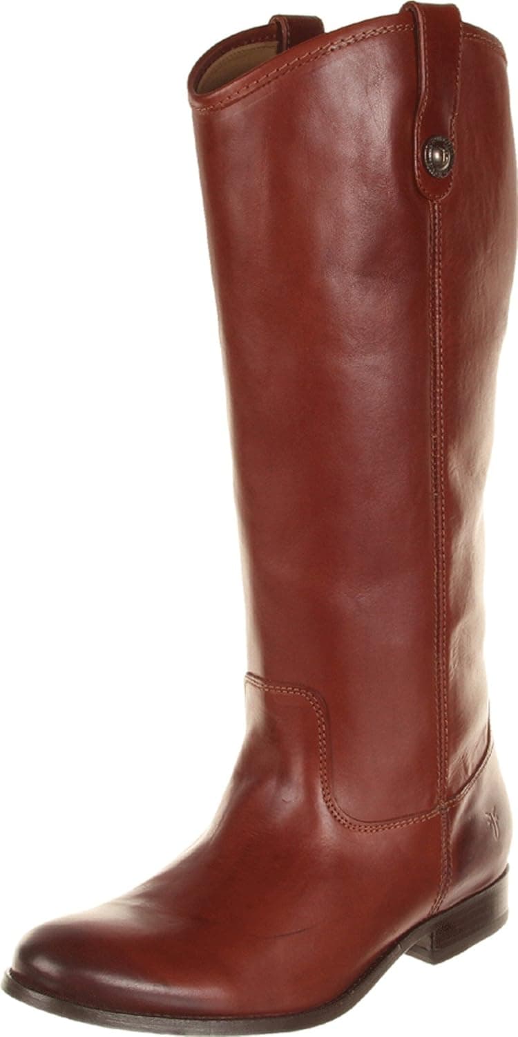 Frye Melissa Button Lug Equestrian-Inspired Tall Boots for Women Made from Hard-Wearing Vintage Leather with Antique Silver Hardware and Leather Outsole – 15 ¼” Shaft Height