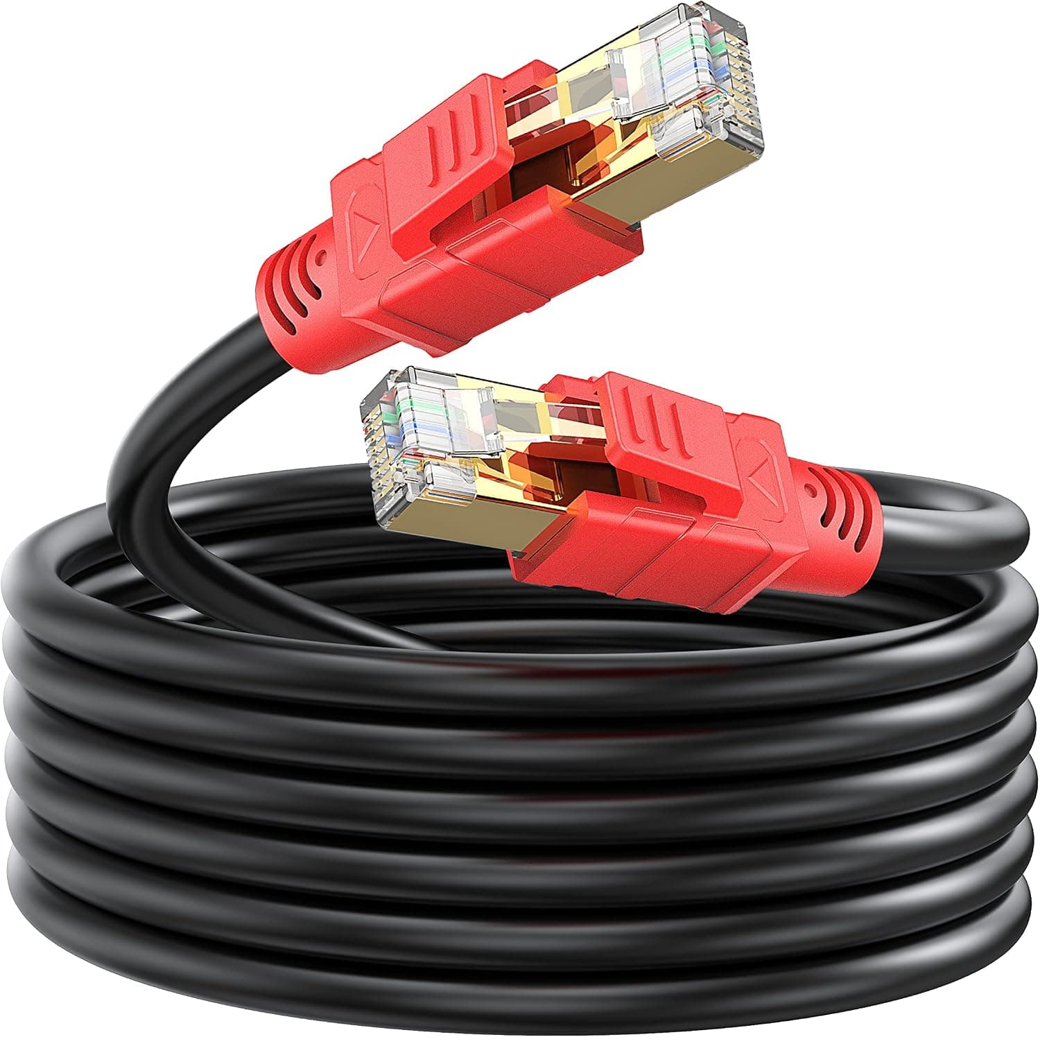Cat 8 Ethernet Cable 100 FT, Heavy Duty 26AWG Cat8 Internet Cable LAN Network Cable High Speed 40Gbps, 2000Mhz SFTP Ethernet Cables, Weatherproof S/FTP UV Resistant Indoor & Outdoor Ethernet Cable