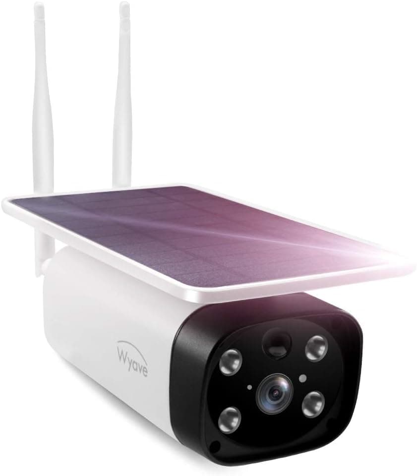 Lykus Wyave Outdoor Solar-Powered Security Camera,No Wire,No Charging,Free 32GB SD Card,Support 2 Spotlights,PIR Motion Detection