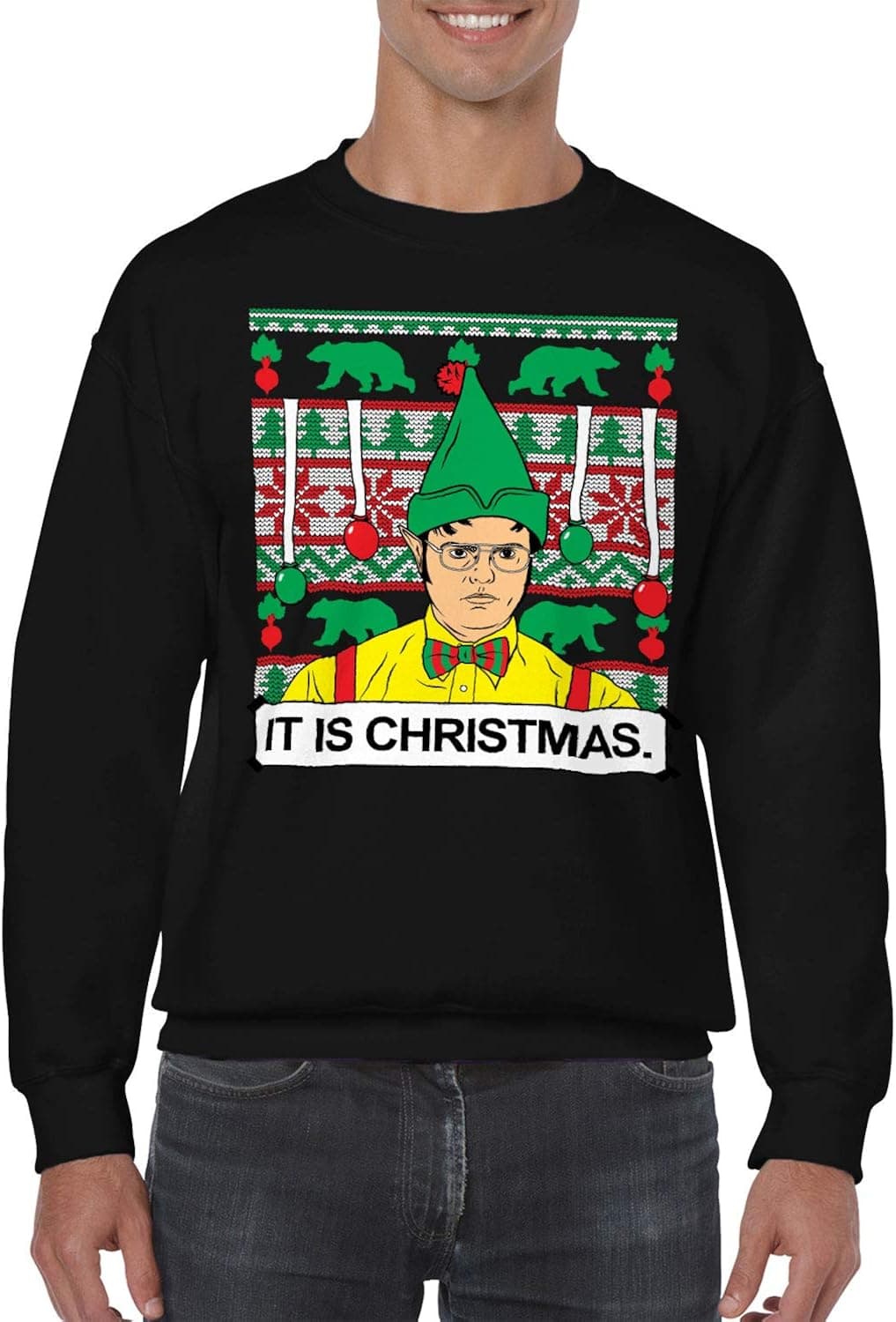 SpiritForged Apparel Dwight It is Christmas Ugly Unisex Crewneck Sweater