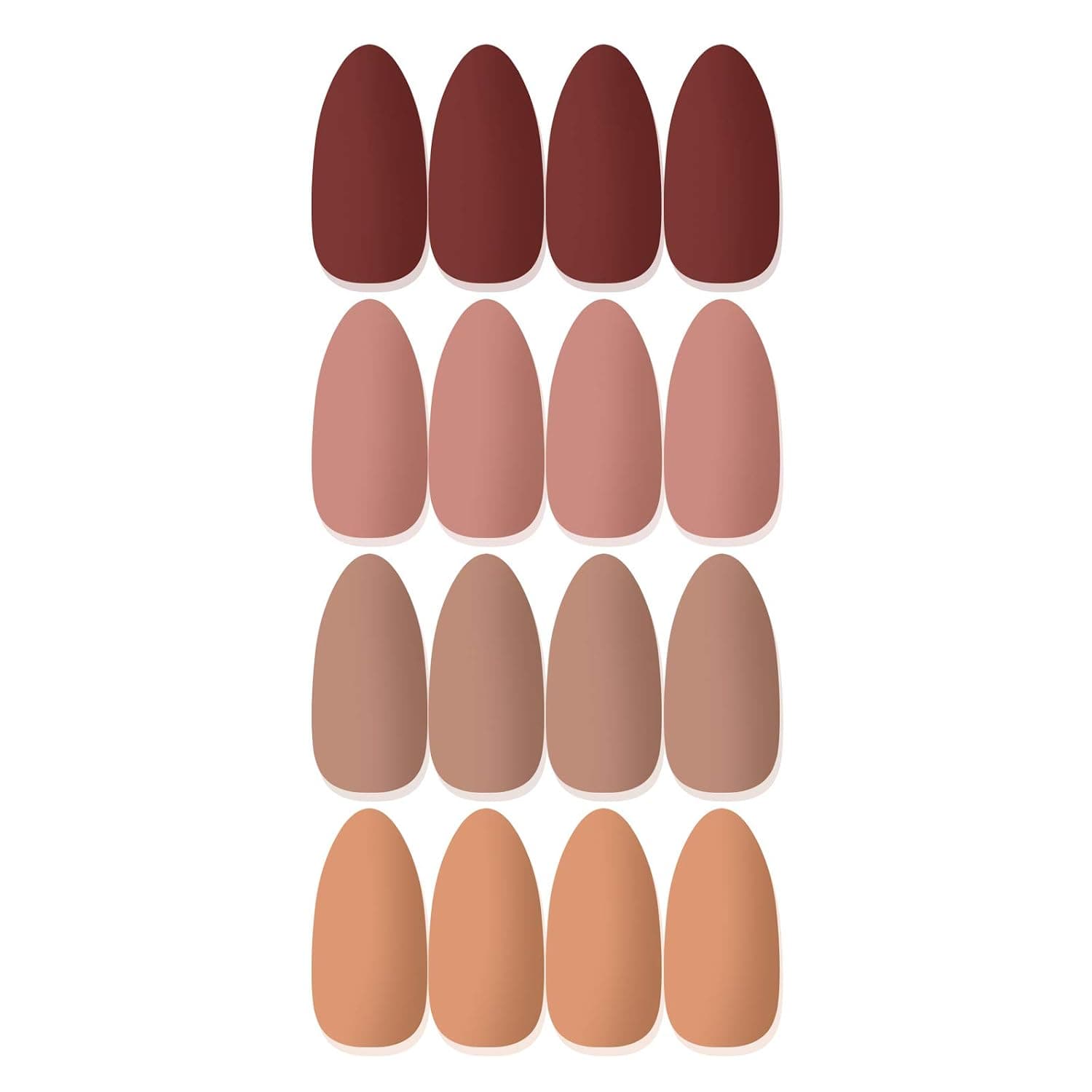 Laza 96 Pcs Colorful Fake Nails 4 Pack Stiletto Almond Peach Purplish Conch Carmine Full Cover Long Matte Artificial Acrylic Nails - Orange