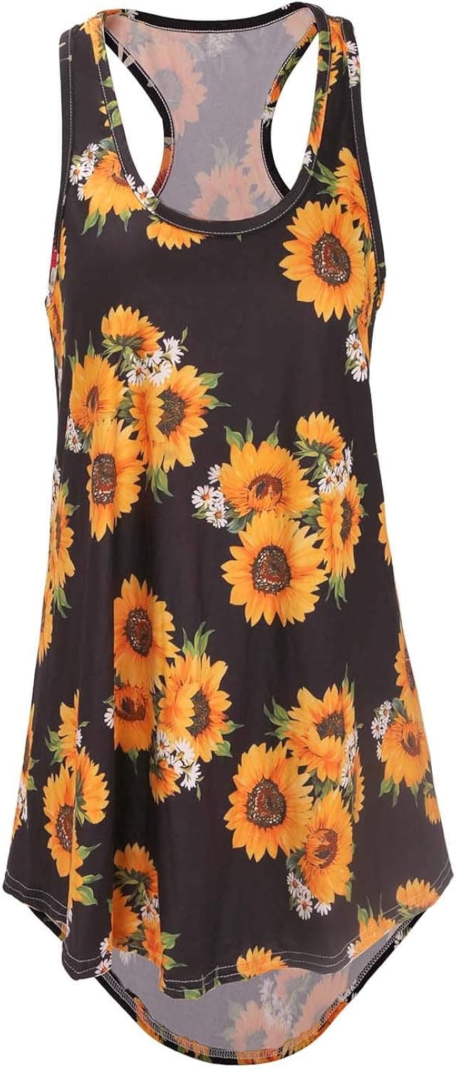 DREAGAL Women's Racer Back Zig-Zag Tank Top Loose Sleeveless Tunic