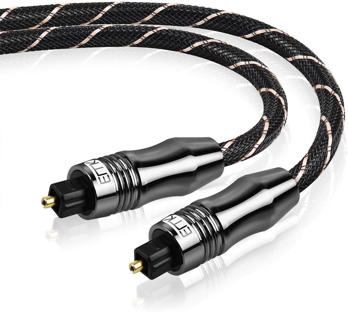 Optical Toslink Cable Digital Optical Audio Cable 5Feet - [24K Gold-Plated Nylon Braided Ultra-Durable ]Fiber SPDIF Audio Cable for Home Theater, Sound Bar, TV, PS4, Xbox, Playstation More