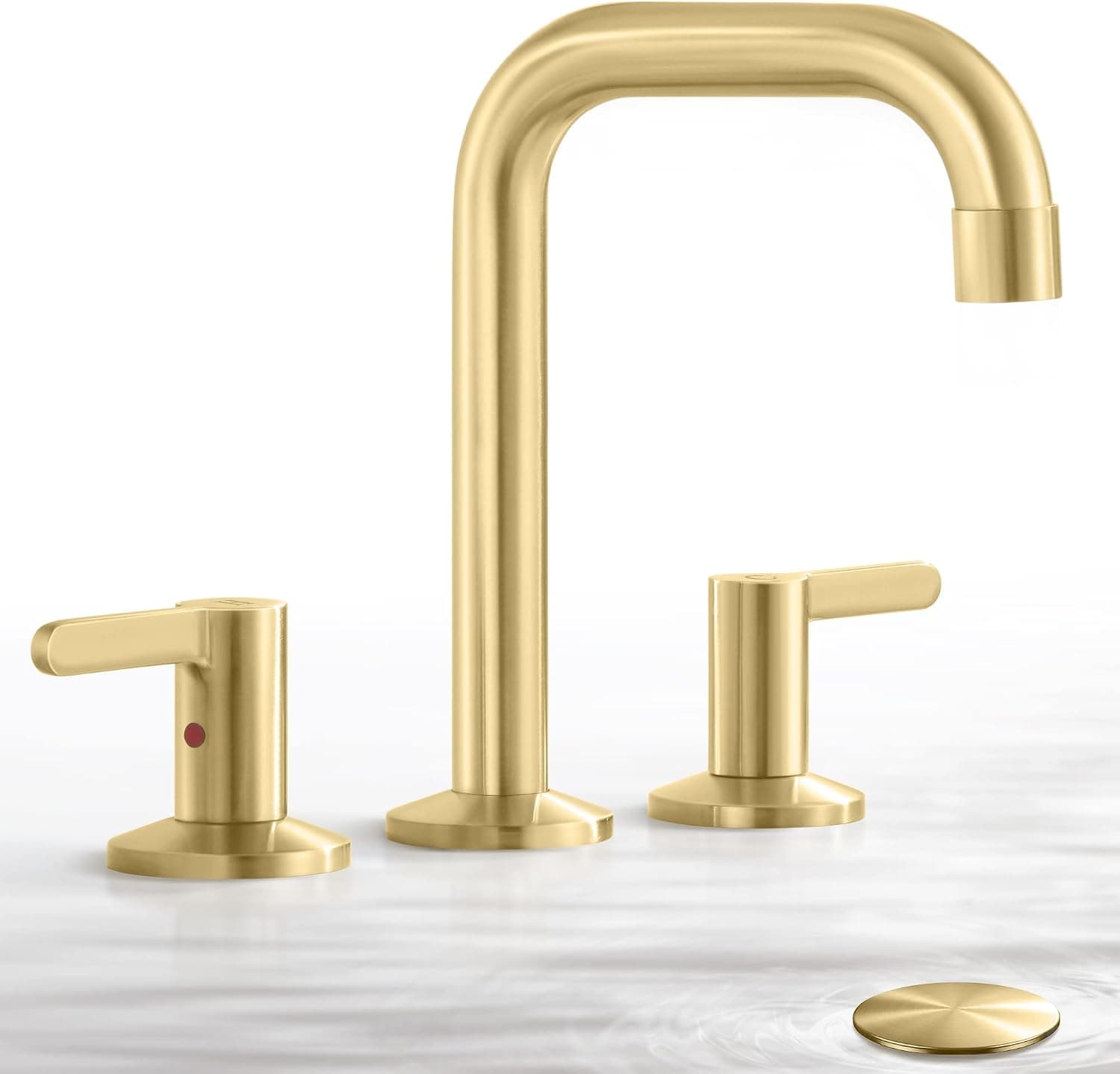 ARRISEA Bathroom Faucets Gold Bathroom Faucet for Sink 3 Hole with Pop Up Drain, 2 Handle 8 Inch Widespread Bathroom Sink Faucet, Brushed Gold Vanity Sink Faucet, BF010-1-BG