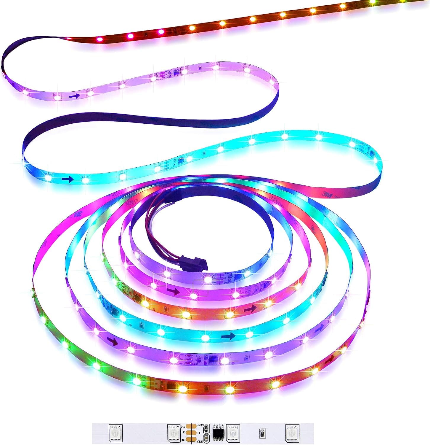 Aclorol 65.6FT Addressable LED Strip WS2811 LED Pixel Light Strip 24V 20m 36LED/M Programmable Digital Long Flexible LED Rope Light for Advertising Signs and Applied to KTV, Bars，Commercial Street