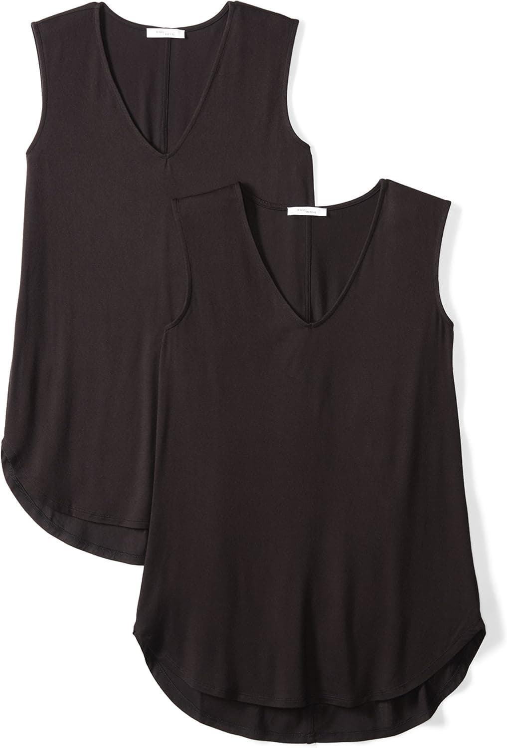 Amazon Essentials Women's Jersey Standard-Fit V-Neck Tank Top (Previously Daily Ritual), Pack of 2