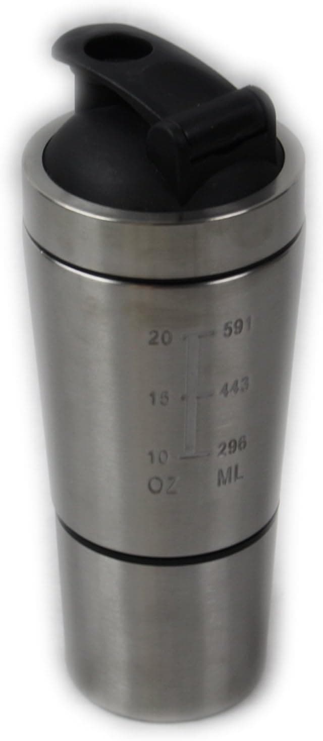 SOGA 24oz Stainless Steel Protein Shaker, Water Bottle, Sport Bottle, with Additional Removable Powder Container, Twist and Lock Protein Bottle - BPA-Free