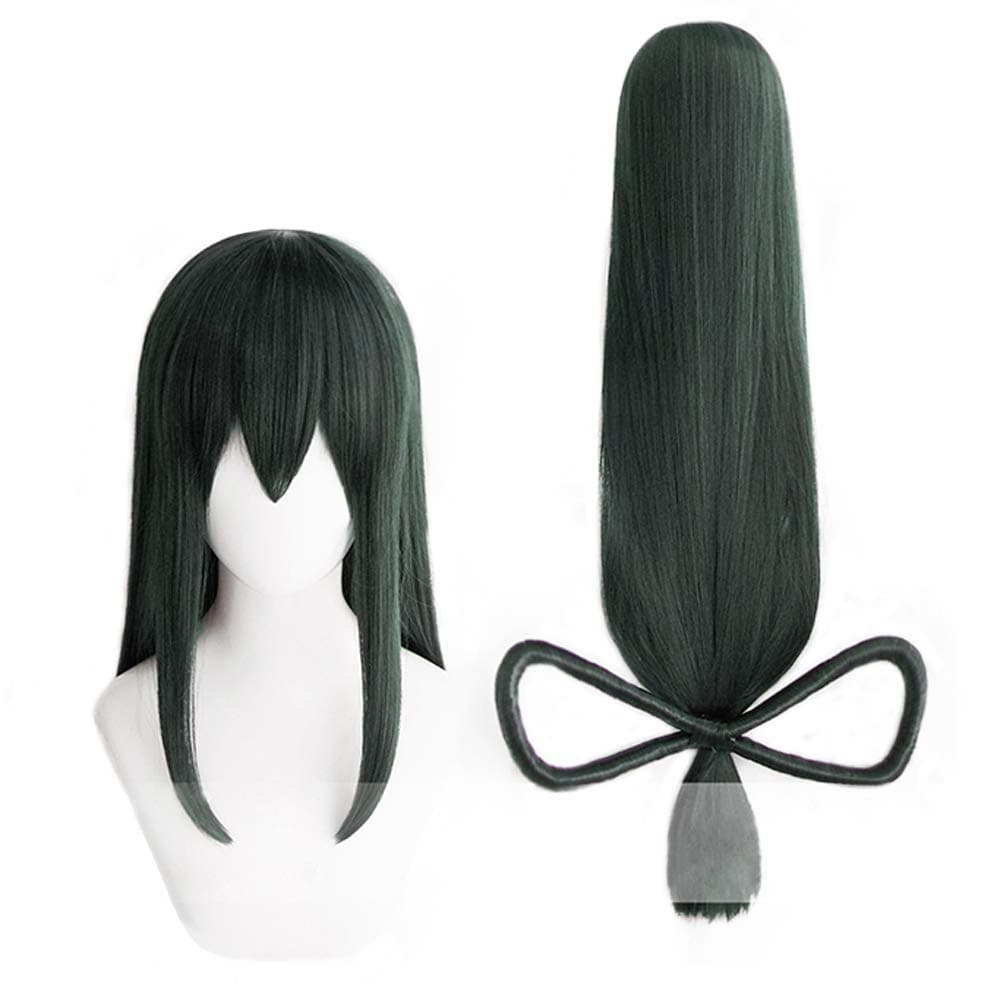 magic acgn Long Straight  Length: 35 inch with Bow Dark Green Women Cosplay  Costume Christmas Halloween Wig
