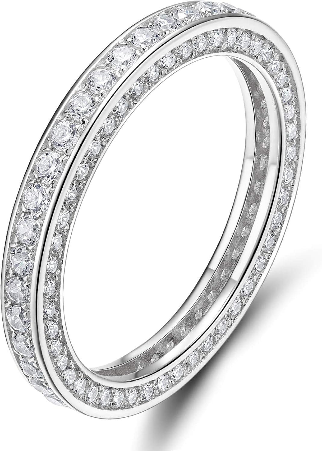 SOMEN TUNGSTEN 925 Sterling Silvers Cubic Zirconia Eternity Engagement Wedding Band Width 3MM Size 4-12
