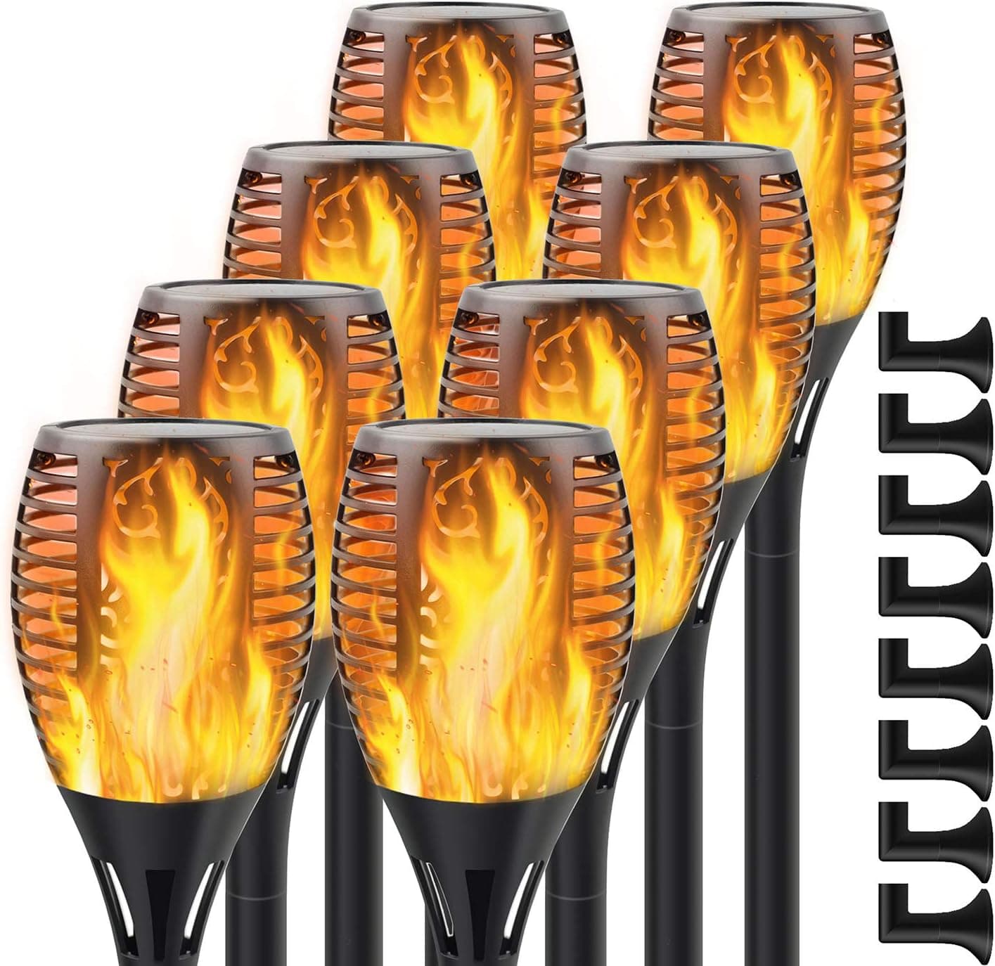 Permande Upgraded Solar Flame Lights Outdoor, 3 Options Solar Torch Lights, Waterproof Landscape Decoration Dancing Flame Post Lights for Garden Pathway Yard-Auto On/Off Dusk to Dawn, 8 Pack