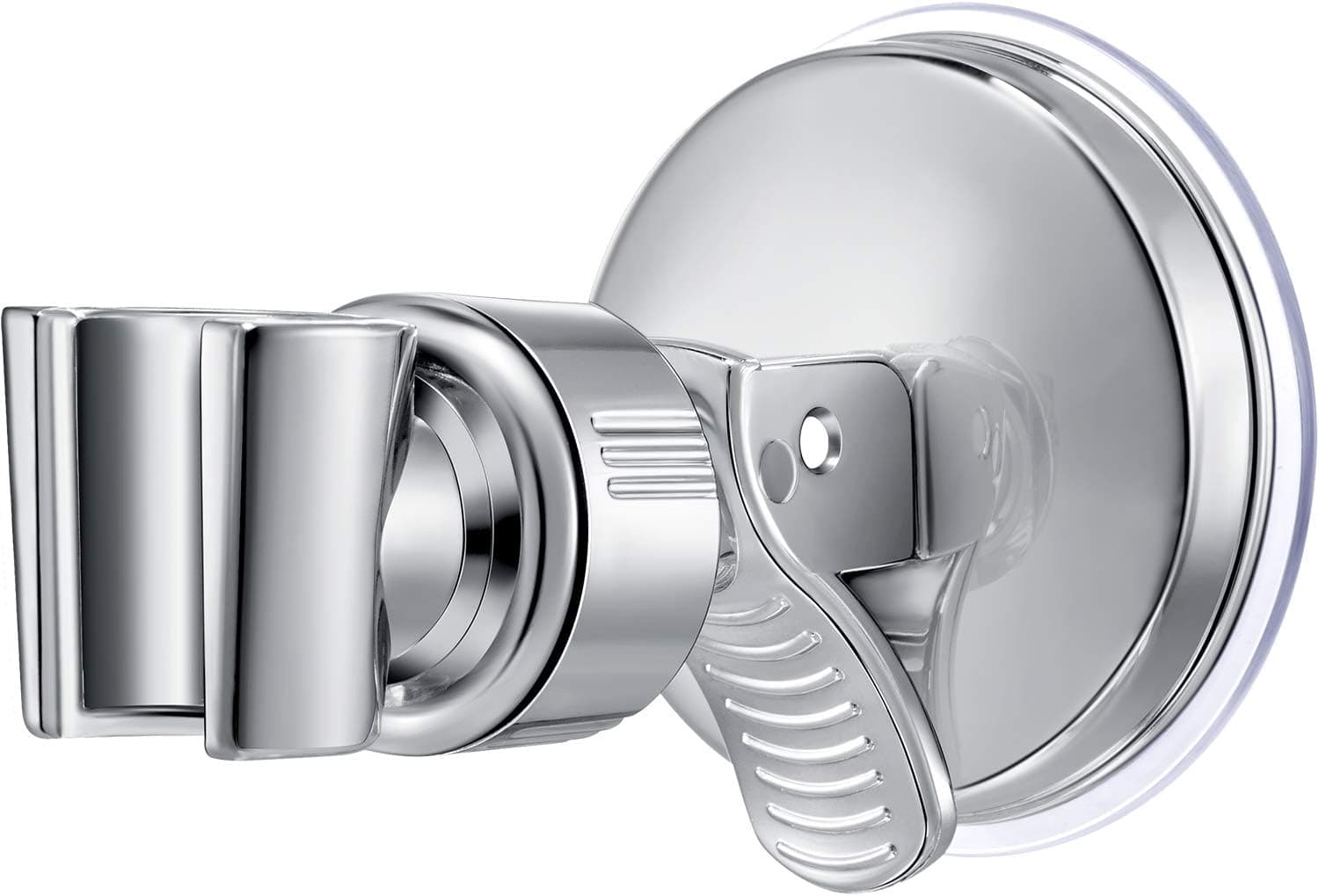 Shower Hand Held Holder Adjustable Suction Cup Shower Head Holder Universal Mounting Bracket Plastic ABS with Chrome Polished for Marble Glass Metal Ceramic (1, Silver Wrench)