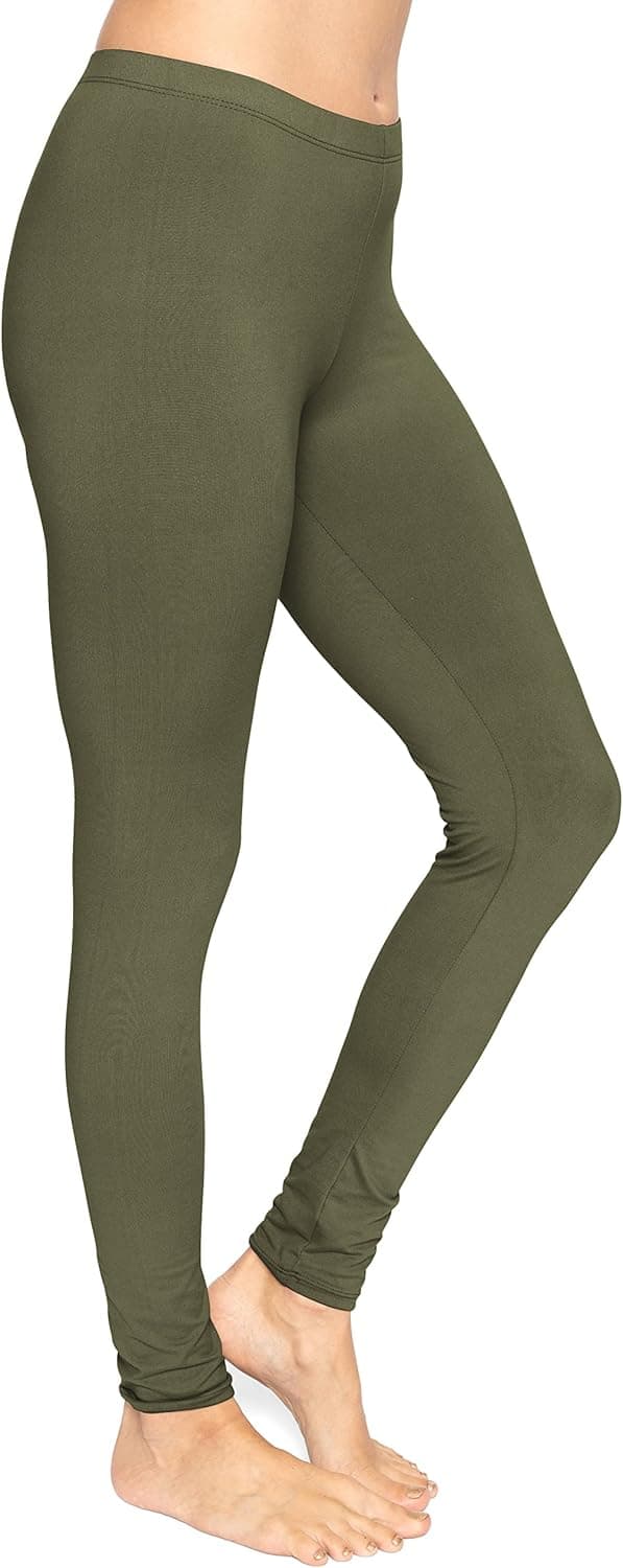 STRETCH IS COMFORT Women's Plus Size Cotton Leggings Olive Green X-Large