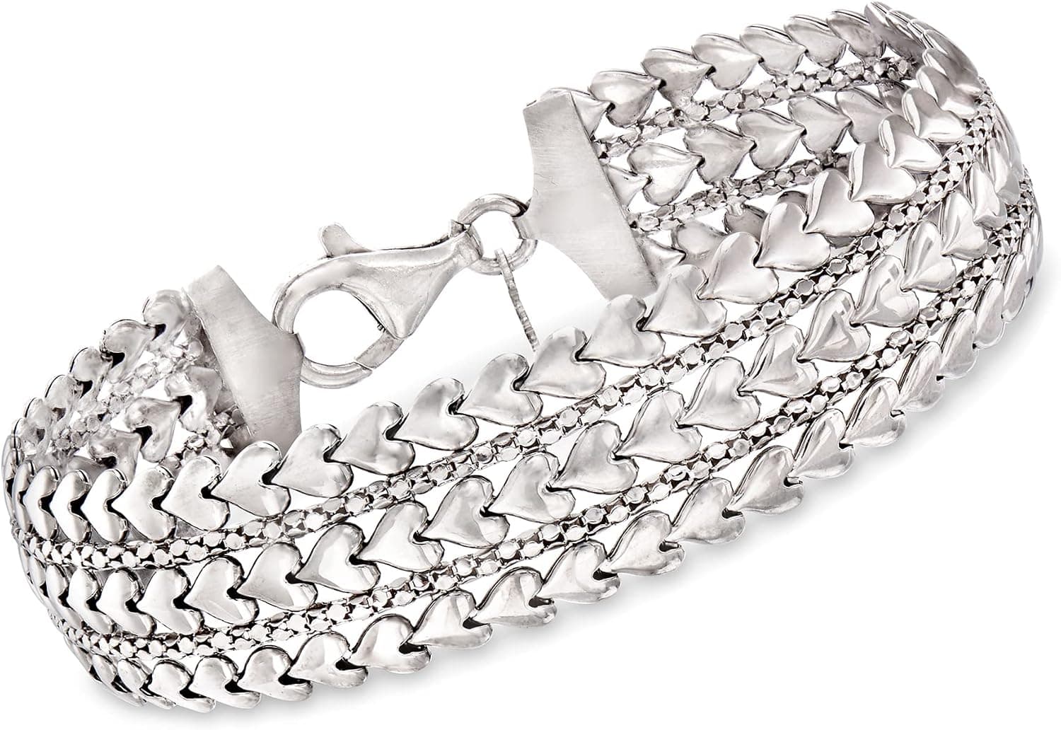Ross-Simons Italian Sterling Silver Multi-Row Heart Bracelet